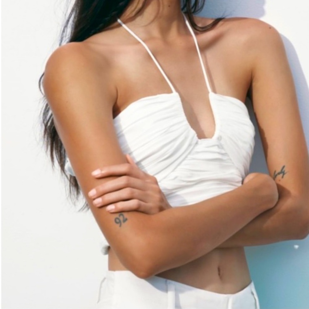 Zara drapped ruched halter top